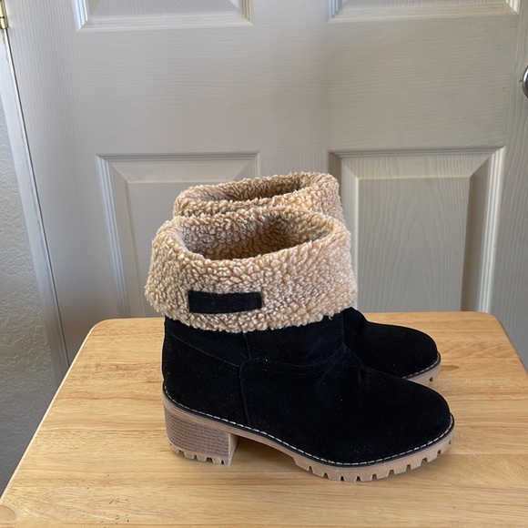 Women’s Fashion Winter Plus Fleece Warmth, Snow Lamb Wool, Thick Wedge Heel boot - Picture 7 of 12
